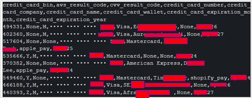 Exposing credit card details
